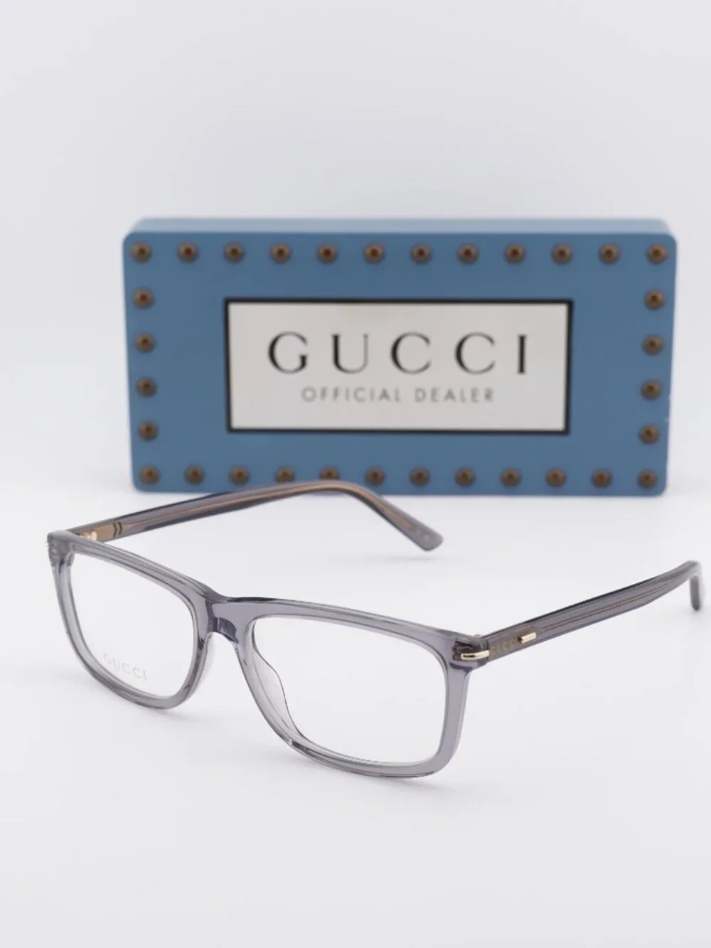 Gucci GG1447O 004 Rectangle Eyeglasses - Transparent Grey 57mm